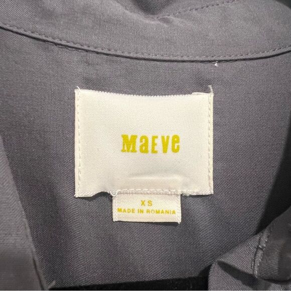 Anthropologie | Maeve Gray Tuesday Tie Front Blouse Women's Sz. XS 100% Tencel - Picture 5 of 12